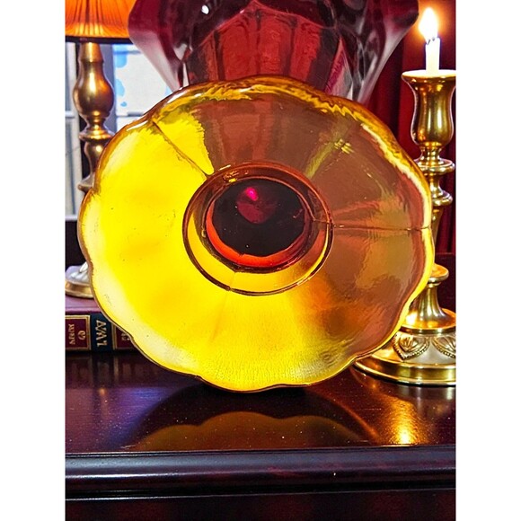 Vintage LE Smith Moon and Stars Vase Amberina Glass Red Orange 6" Mid Century - Picture 4 of 5